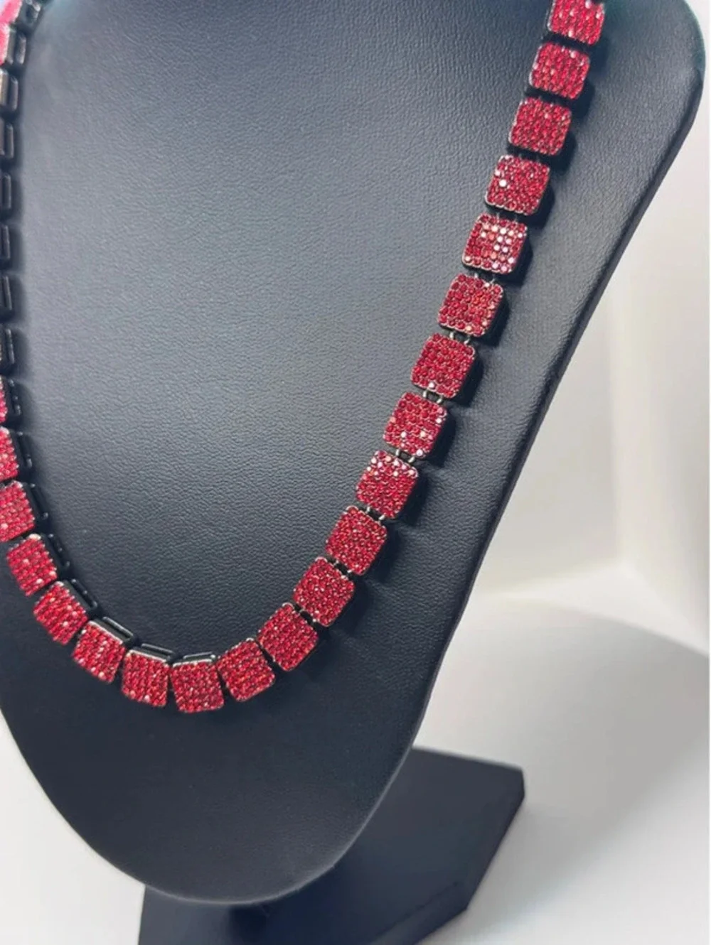 22” AJ red cz Heavy bling, black metal.